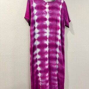 Vintage Pink and White Tie-Dye Dress